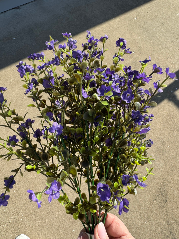17" Mini Gyp Bush – Artificial Greenery with Purple Blooms #625