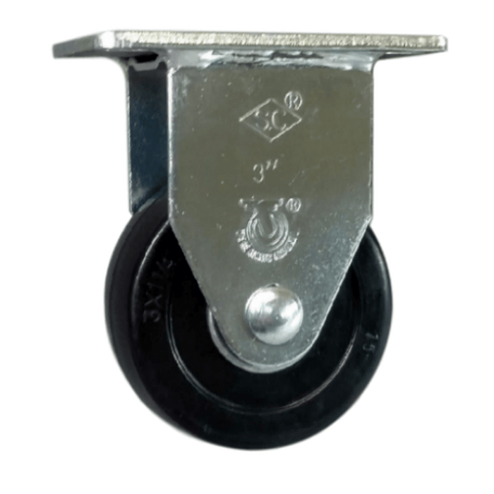 3" x 1-1/4" Soft Rubber Wheel Rigid Caster - Durable Superior Casters
