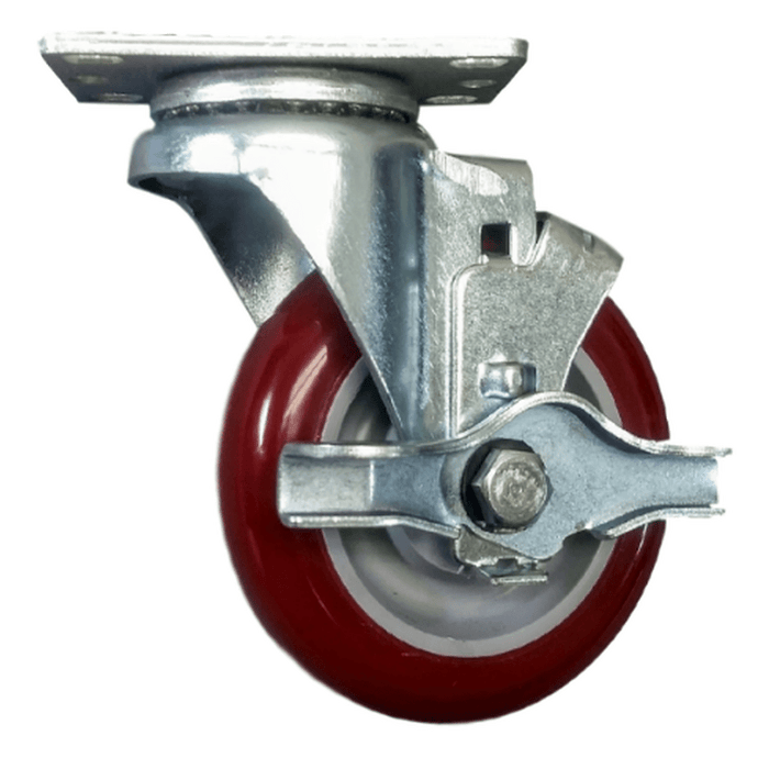 4" x 1-1/4" Polymadic Wheel Swivel Caster W/ Top Lock Brake - Durable Superior Casters