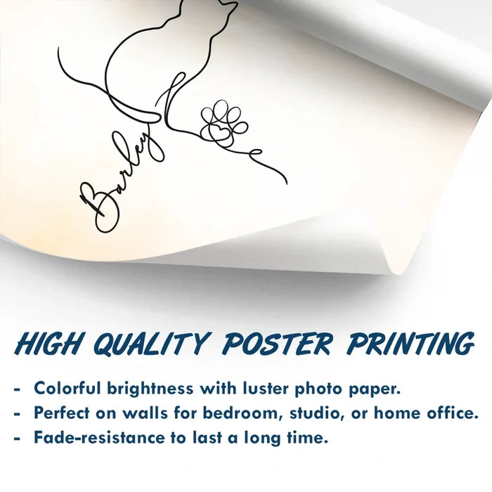 Pet Lovers,Pet Mom,Pet Dad,Cat Lovers,Cat Mom,Cat Dad,Happy - Adorable Cat Line - Personalized Poster