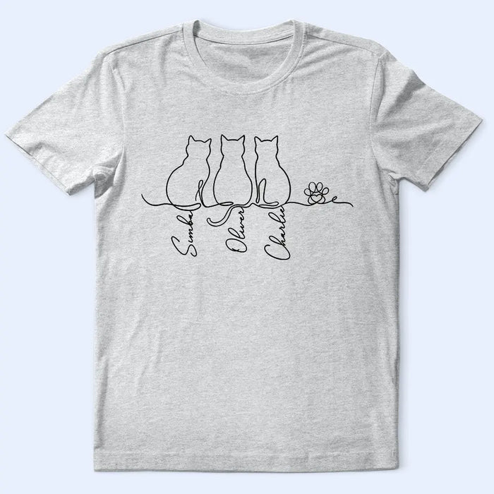 Adorable Cat Line Design - Personalized T Shirt