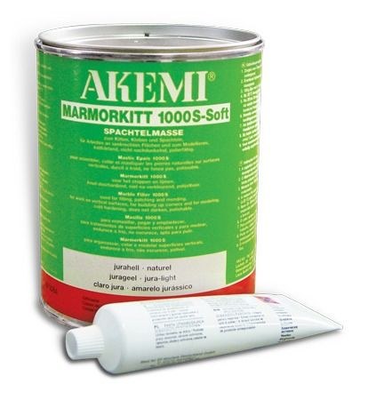 Akemi Water Clear Flowing Polyester Adhesive — 900 ml, Transparent Filler & Bonder for White & Light Stone