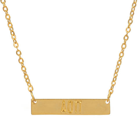 Alpha Omicron Pi Bar Necklace
