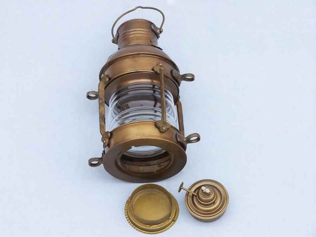 Antique Brass Anchor Oil Lantern 12"