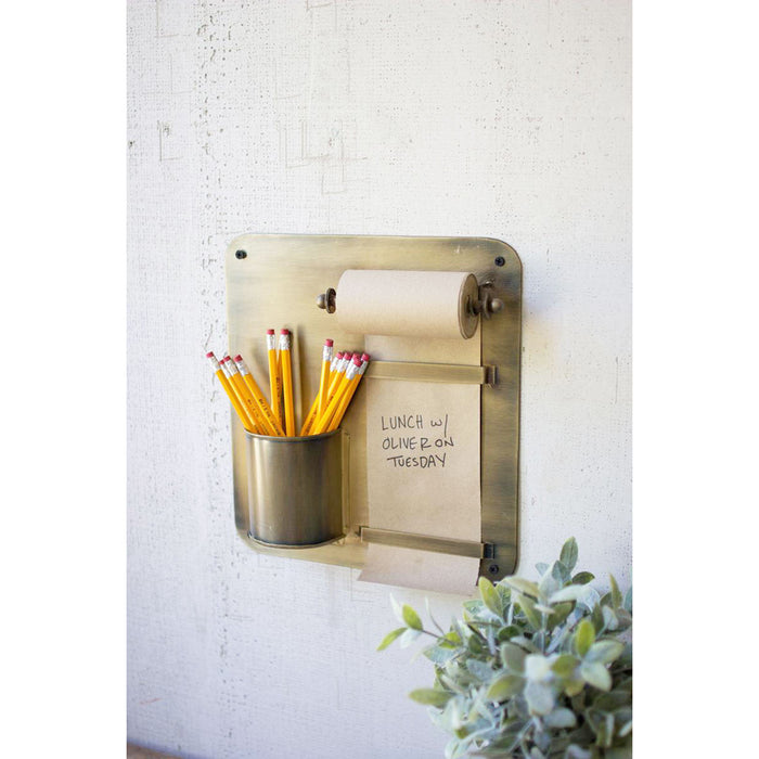 Antique Brass Hanging Note Roll and Pencil Cup - Chapin Furniture