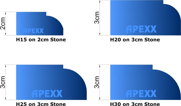 APEXX Continuous-Rim Router Bits Shape H (DuPont) H Brass-Core Router Bits - side view
