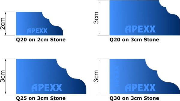 APEXX Continuous-Rim Router Bits Shape Q (Cove Ogee) Brass-Core Router Bits - side view