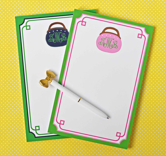 Bermuda Bag Personalized Notepad, Pink & Green, Multiple Sizes Available