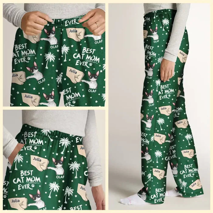 Best Cat Dad Cat Mom Ever - Personalized Pajama Pants