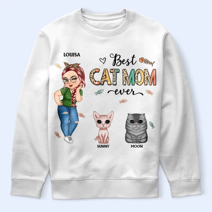 Best Cat Mom Ever Cartoon - Personalized T Shirt