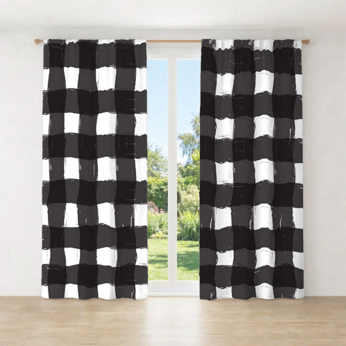 Black and White Buffalo Check Pattern Window Curtains