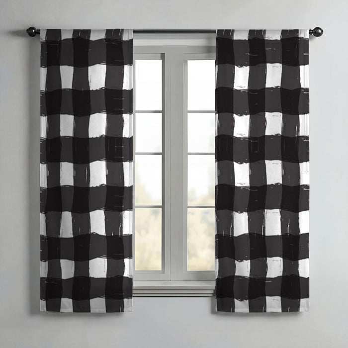 Black and White Buffalo Check Pattern Window Curtains