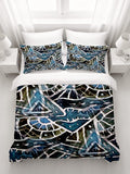Blue Geometric Line Overlay Pattern Duvet Cover
