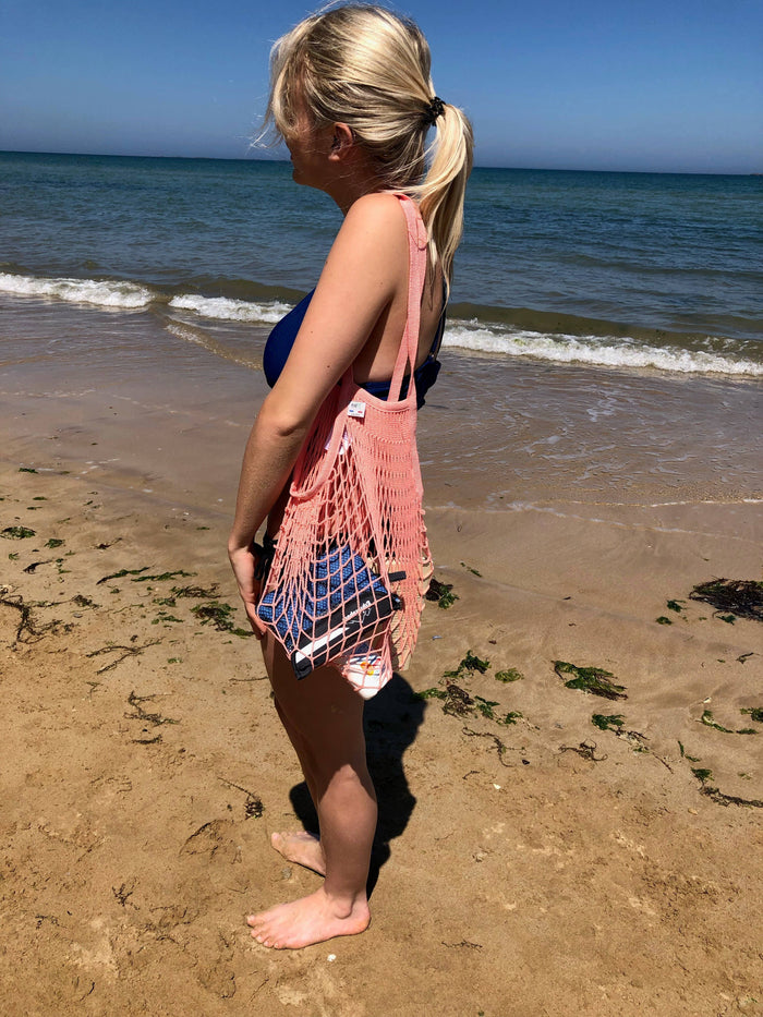 Blush Cotton Net Shopping Bag - Long Handles