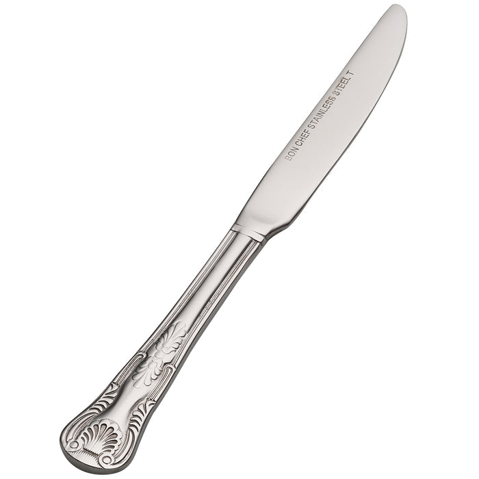 Bon Chef S2717 Kings 6 7/8" 13/0 Stainless Steel European Size Solid Handle Butter Knife - 12/Pack