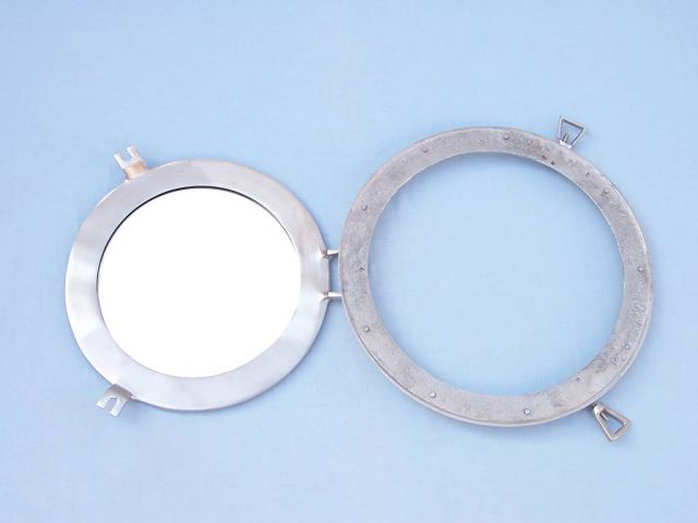 Brushed Nickel Deluxe Class Decorative Ship Porthole Mirror 12