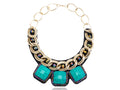 Chain Beaded Turquoise Gem Tribal Bib Necklace