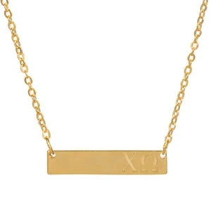 Chi Omega Bar Necklace