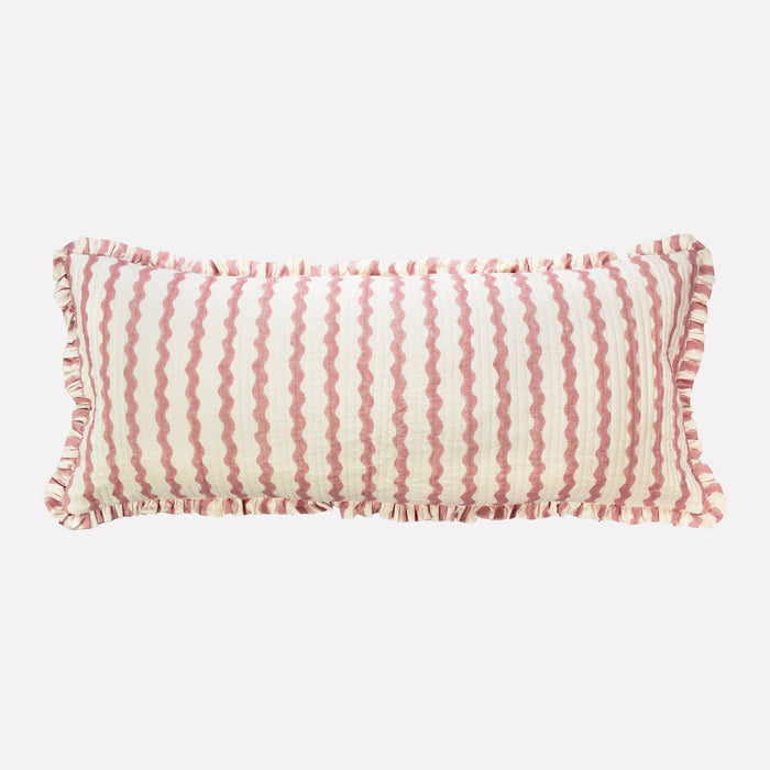 Cotton Quilted Frill Cushion  | Ripple Ice Cream | Bolster