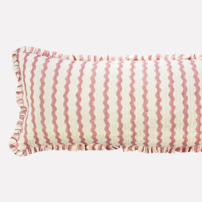 Cotton Quilted Frill Cushion  | Ripple Ice Cream | Bolster