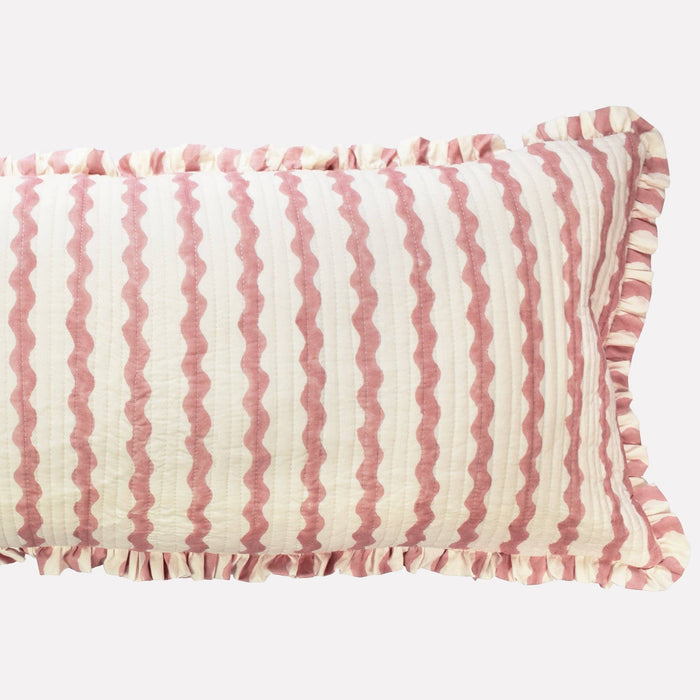 Cotton Quilted Frill Cushion  | Ripple Ice Cream | Bolster
