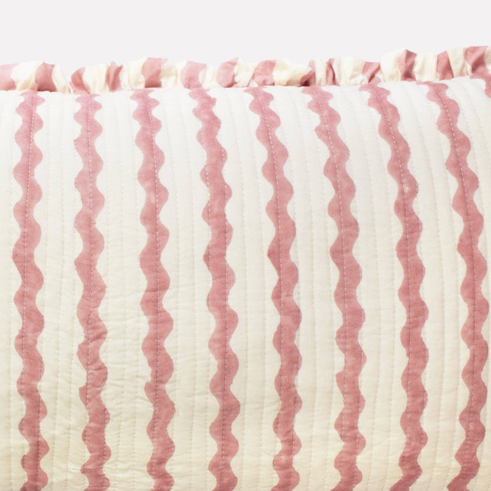 Cotton Quilted Frill Cushion  | Ripple Ice Cream | Bolster