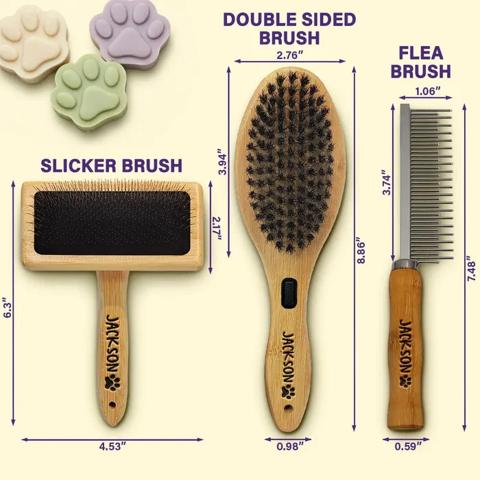 Pet Lovers,Cat Lovers,Dog Lovers,Non-Eng - Custom Laser Engraved Name And Icons - Personalized Pet Grooming Set