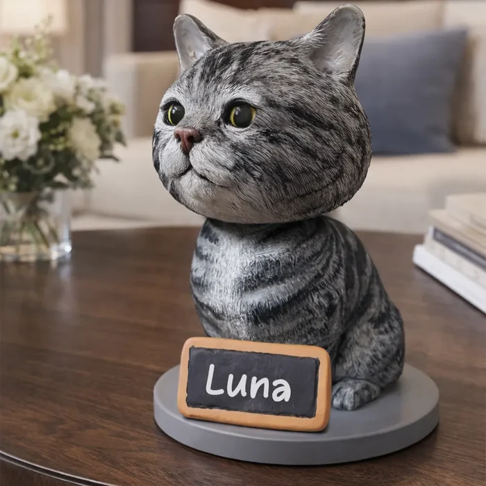 Custom Pet Bobblehead Full Body Figurine With Nameplate For Pet Moms Pet Dads - Personalized Bobblehead