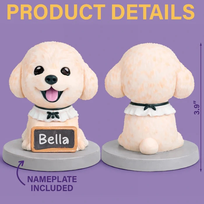 Custom Pet Bobblehead Full Body Figurine With Nameplate For Pet Moms Pet Dads - Personalized Bobblehead