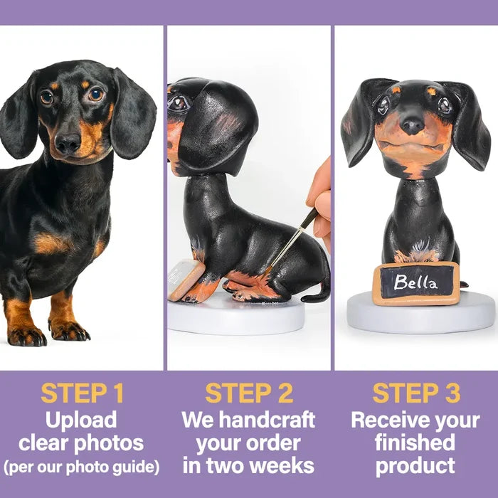 Custom Pet Bobblehead Full Body Figurine With Nameplate For Pet Moms Pet Dads - Personalized Bobblehead