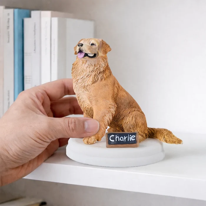 Custom Pet Figurine Full Body Sculpture With Nameplate For Pet Moms Pet Dads - Personalized Clay Figurine