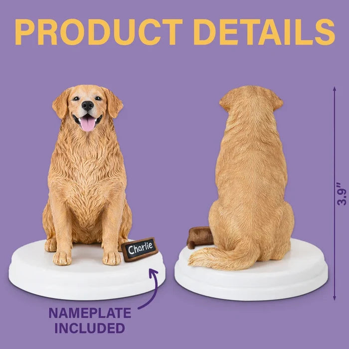 Custom Pet Figurine Full Body Sculpture With Nameplate For Pet Moms Pet Dads - Personalized Clay Figurine