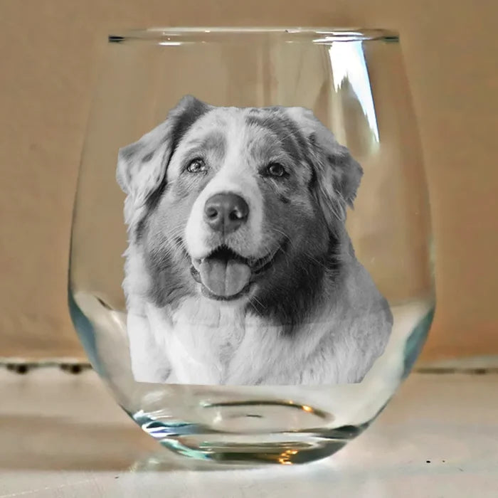 Dog Lovers, Pet Lovers, Cat Lovers - Custom Photo Dog Cat Pet Family - Personalized Stemless Wine Glass