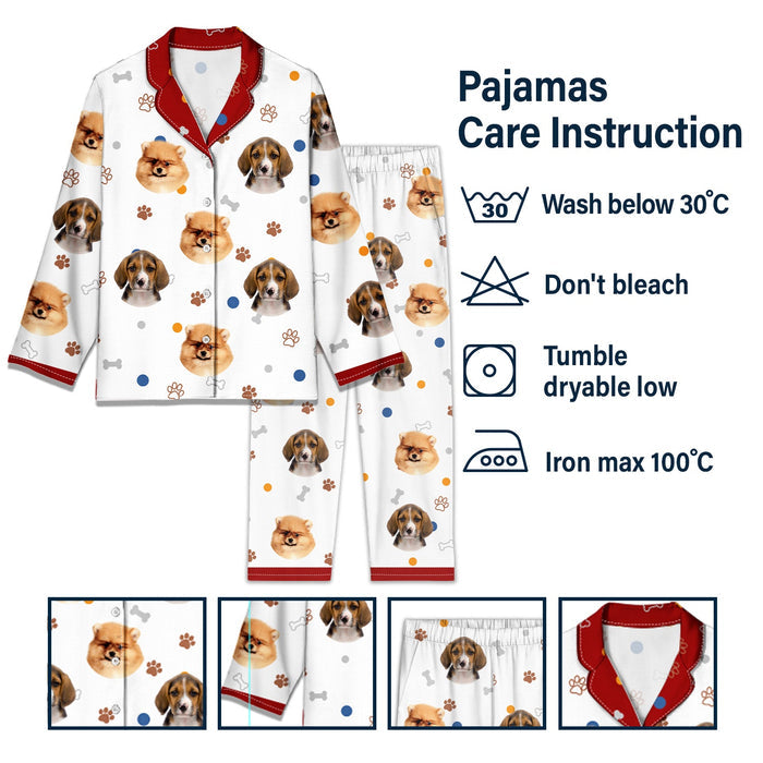 Custom Photo Dog Face Funny - Gift For Dog Lovers - Personalized Long Pajamas Set