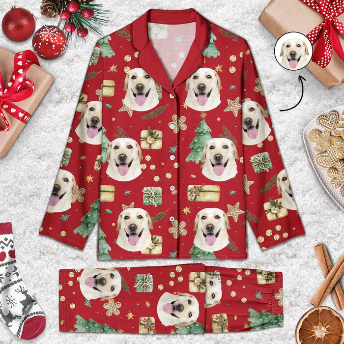 Custom Photo Funny Pet Face - Christmas Gift For Family - Personalized Long Pajamas Set