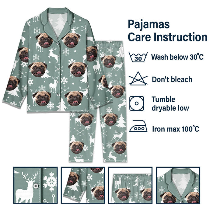 Custom Photo Funny Pet Face - Christmas Gift For Family - Personalized Long Pajamas Set