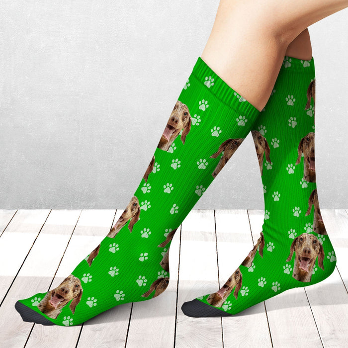 Custom Photo Funny Pet Face Pattern - Gift For Dog Lovers, Cat Lovers, Family - Personalized Socks