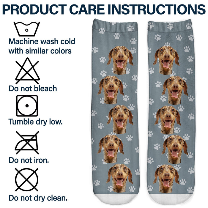 Custom Photo Funny Pet Face Pattern - Gift For Dog Lovers, Cat Lovers, Family - Personalized Socks