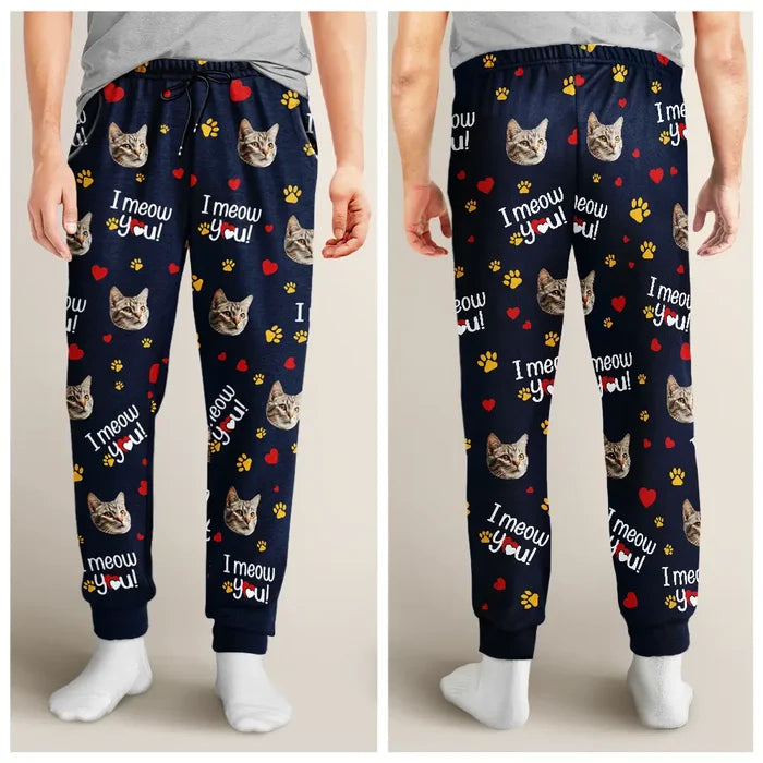 Custom Photo I Woof You I Meow You Lovely - Personalized Pajama Pants
