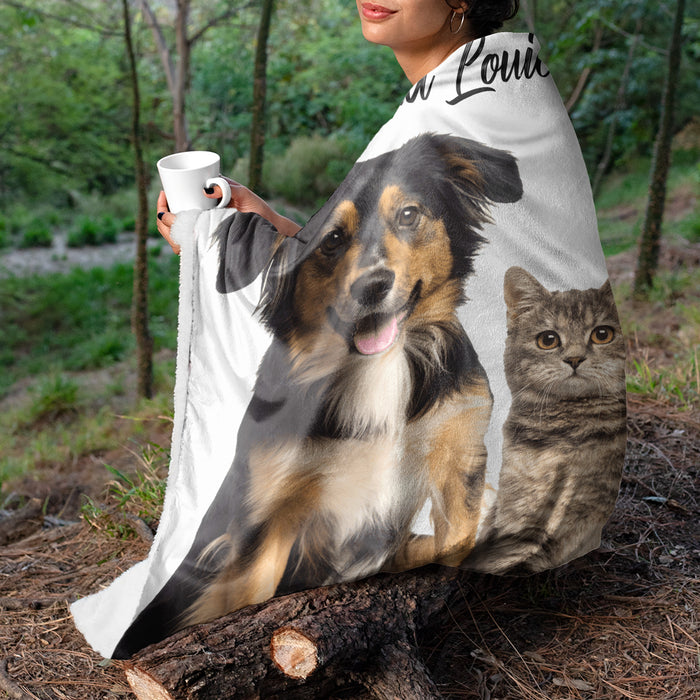 Custom Photo & Name Pet Blanket - Personalized Fleece Blanket