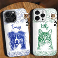 Custom Photo Pencil Sketch Dog Cat Pet Portrait - Personalized Clear Phone Case