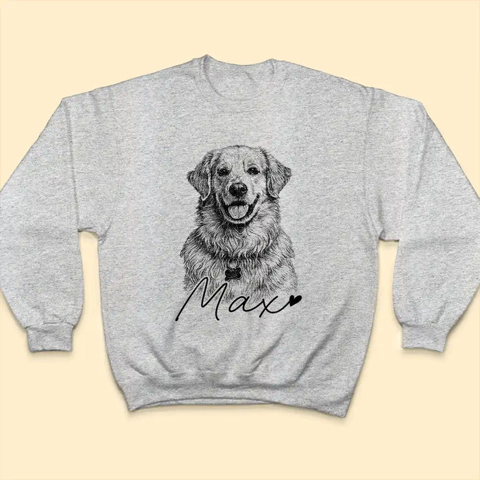 Custom Photo Pencil Sketch Dog Cat Portrait - Personalized T Shirt