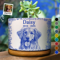 Custom Photo Pencil Sketch Memorial Dog Cat - Personalized Ceramic Plant Pot