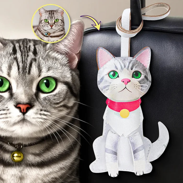 Pet Lovers,Pet Mom,Dog Mom,Cat Mom - Custom Photo Your Beloved Pet - Personalized Leather Bag Charm, Keychain