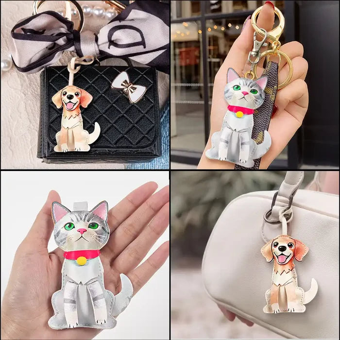 Pet Lovers,Pet Mom,Dog Mom,Cat Mom - Custom Photo Your Beloved Pet - Personalized Leather Bag Charm, Keychain