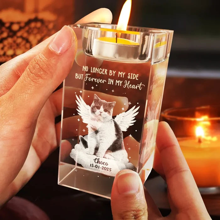 Memorial, Pet Lovers, Dog Lovers, Cat Lovers - Custom Photo Your Light Will Always Shine - Personalized Crystal Candle Holder