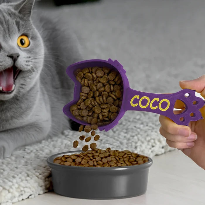 Cat Lovers, Cat Mom, Cat Dad-Cute Cat Head Paw Handle, Cat Supplies Gift For Cat Owners - Personalized Cat Food Scoop