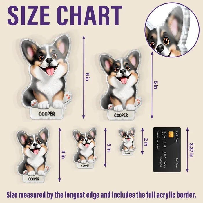 Pet Lovers, Pet Dad, Pet Mom, Pet Couple, Dog Lovers, Cat Lovers - Cute Dog And Cat 3D Effect With Name - Personalized Acrylic Fridge Magnet