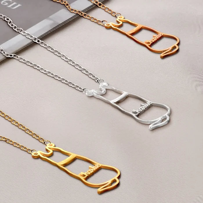 Pet Lovers,Pet Mom,Dog Lovers,Dog Mom,Memorial,Love - Cute Minimalist Dog Silhouette Jewelry For Dog Lovers Dog Moms - Personalized Letter Necklace