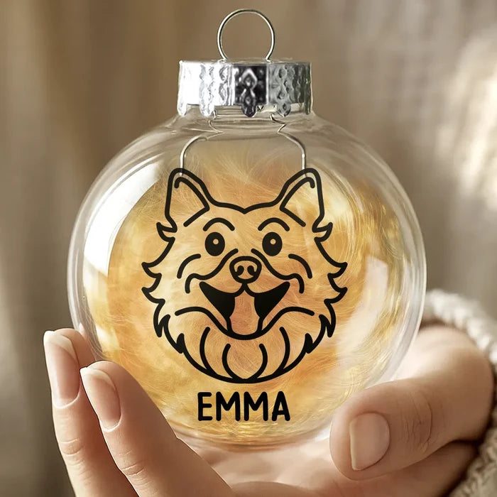 Dog Lovers,Christmas,Love-Dog Line Sketch Face Custom Name - Personalized Fillable Clear Ball Ornament